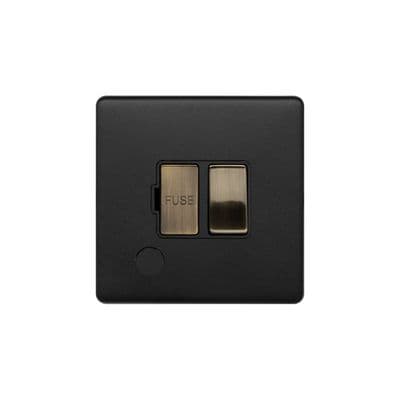 Soho SS-SH-22-ISO135-MBT Matt Black & Antique Brass Switched Fused Spur Flex Outlet 13A DP