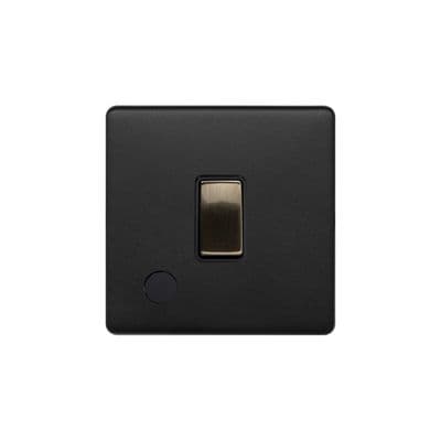 Soho SS-SH-22-ISO203-MBT Matt Black & Antique Brass 1 Gang 20A Double Pole Switch Flex Outlet