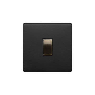 Soho SS-SH-22-LTS141-MBT Matt Black & Antique Brass 1 Gang Retractive Rocker Switch