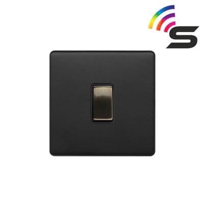 Soho SS-SH-22-LTS161-MBT Matt Black & Antique Brass 1 Gang 150W Zigbee Smart Rocker Switch