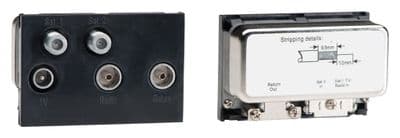 Varilight D5XB DataGrid Black 5 Outlet Module Sat x 2/TV/Screened Return/FM (+DAB) (3 Spaces)