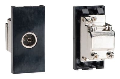 Varilight D8RB DataGrid Black Co-axial TV Socket, Female (Screened Return) (1 DataGrid Space)
