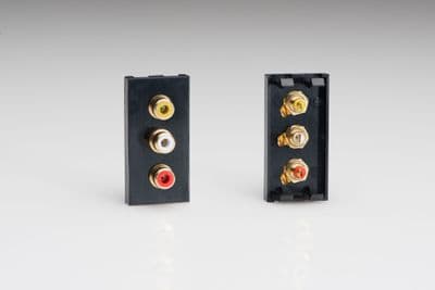 Varilight DPH3B DataGrid Black Triple Phono (RCA) Socket Female (1 DataGrid Space)