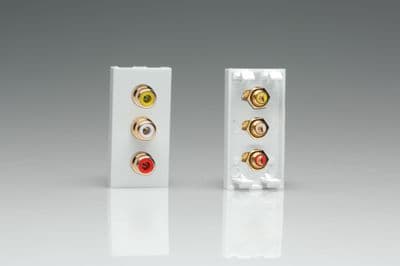 Varilight DPH3W DataGrid White Triple Phono (RCA) Socket Female (1 DataGrid Space)