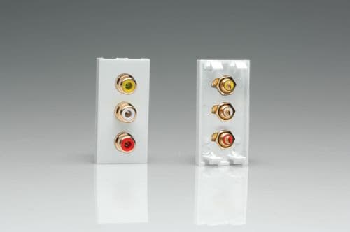 Varilight DPH3W DataGrid White Triple Phono (RCA) Socket Female (1 DataGrid Space)