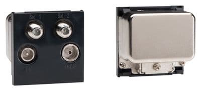 Varilight DQUAB DataGrid Black Quadplex Module TV/Sat/FM (+DAB) (2 DataGrid Spaces)