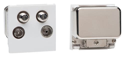 Varilight DQUAW DataGrid White Quadplex Module TV/Sat/FM (+DAB) (2 DataGrid Spaces)