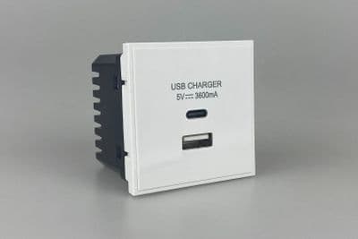 Varilight DUSBACW DataGrid White Double USB A+C Charger 3600mA (2 DataGrid Spaces)