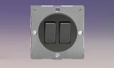 Varilight EG2I Euro Iridium Black VariGrid 2 Gang 10A 1 or 2 Way Rocker Light Switch