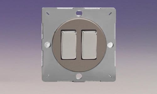 Varilight EG2R Euro Pewter VariGrid 2 Gang 10A 1 or 2 Way Rocker Light Switch