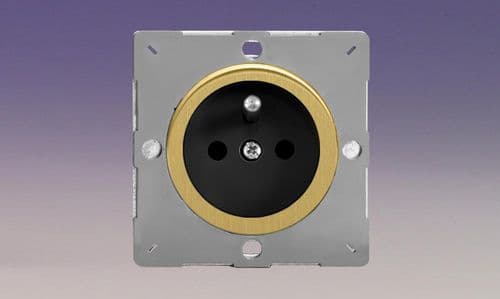 Varilight EG4FBB Euro Brushed Brass VariGrid 1 Gang 16A Flush Socket with Pin Earth