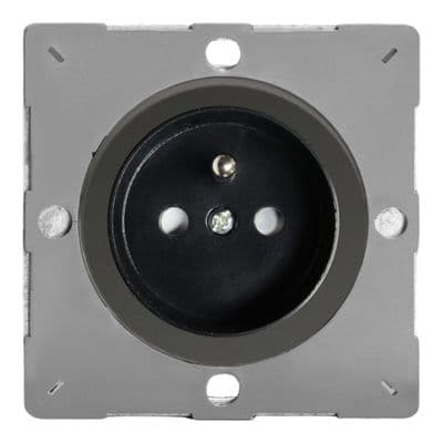 Varilight EG4FBI Euro Iridium Black VariGrid 1 Gang 16A Flush Socket with Pin Earth