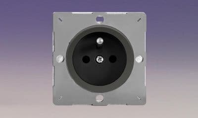 Varilight EG4FBI Euro Iridium Black VariGrid 1 Gang 16A Flush Socket with Pin Earth