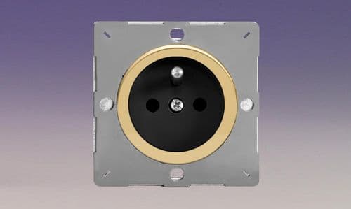 Varilight EG4FBV Euro Polished Brass VariGrid 1 Gang 16A Flush Socket with Pin Earth