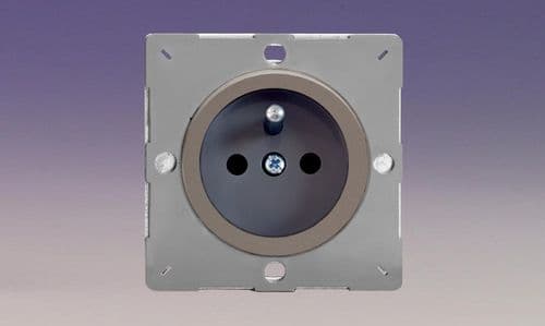 Varilight EG4FGR Euro Pewter VariGrid 1 Gang 16A Flush Socket with Pin Earth