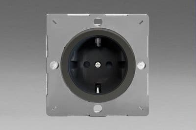 Varilight EG5FBI Euro Iridium Black VariGrid 1 Gang 16A Flush Socket with Schuko Earth