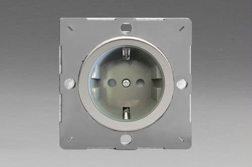 Varilight EG5FGC Euro Polished Chrome VariGrid 1 Gang 16A Flush Socket with Schuko Earth