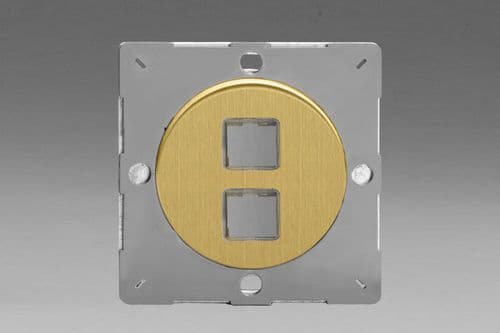 Varilight EGD2B European VariGrid Brushed Brass 2 Gang Keystone Data Plate