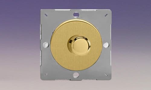 Varilight EGKP1B Euro Brushed Brass VariGrid 1 Gang 2-Way Push-On/Off LED Dimmer 15-180W