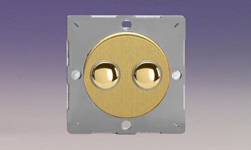 Varilight EGP2B Euro Brushed Brass VariGrid 2 Gang 6A 1 or 2 Way Push-On/Off Impulse Switch