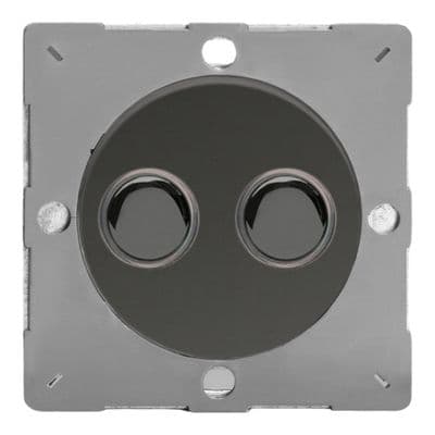 Varilight EGP2I Euro Iridium Black VariGrid 2 Gang 6A 1 or 2 Way Push-On/Off Impulse Switch