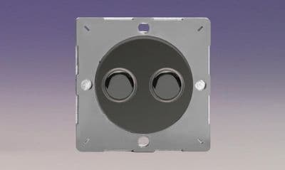 Varilight EGP2I Euro Iridium Black VariGrid 2 Gang 6A 1 or 2 Way Push-On/Off Impulse Switch
