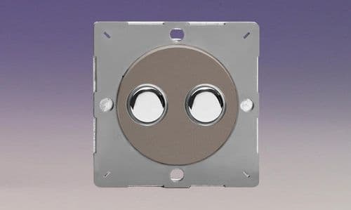 Varilight EGP2R Euro Pewter VariGrid 2 Gang 6A 1 or 2 Way Push-On/Off Impulse Switch