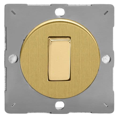 Varilight EGR1B Euro VariGrid Brushed Brass 1 Gang 6A 1 Way Push-to-Make Retractive Switch
