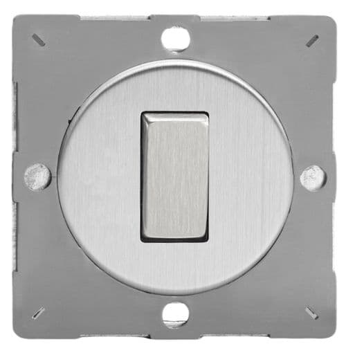 Varilight EGR1S Euro VariGrid Brushed Steel 1 Gang 6A 1 Way Push-to-Make Retractive Switch