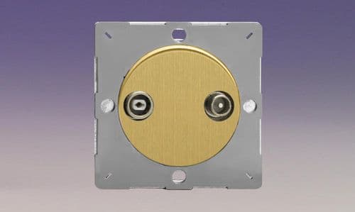 Varilight EGRTV2B Euro Brushed Brass VariGrid 2 Gang Radio/TV Termination Socket