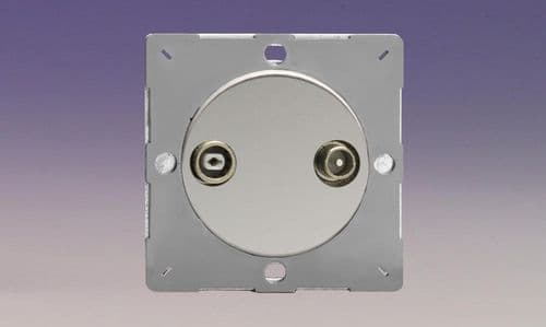 Varilight EGRTV2C Euro Polished Chrome VariGrid 2 Gang Radio/TV Termination Socket