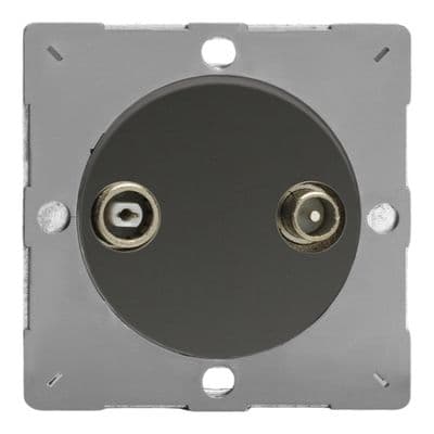 Varilight EGRTV2I Euro Iridium Black VariGrid 2 Gang Radio/TV Termination Socket