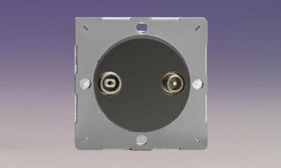 Varilight EGRTV2I Euro Iridium Black VariGrid 2 Gang Radio/TV Termination Socket