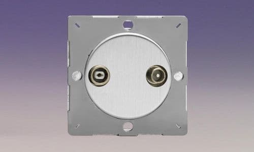 Varilight EGRTV2S Euro Brushed Steel VariGrid 2 Gang Radio/TV Termination Socket