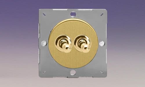 Varilight EGT2B Euro Brushed Brass VariGrid 2 Gang 10A 1 or 2 Way Toggle Light Switch
