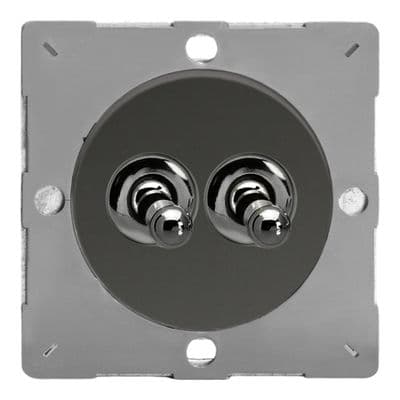 Varilight EGT2I Euro Iridium Black VariGrid 2 Gang 10A 1 or 2 Way Toggle Light Switch