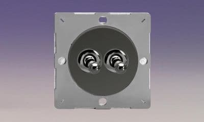Varilight EGT2I Euro Iridium Black VariGrid 2 Gang 10A 1 or 2 Way Toggle Light Switch