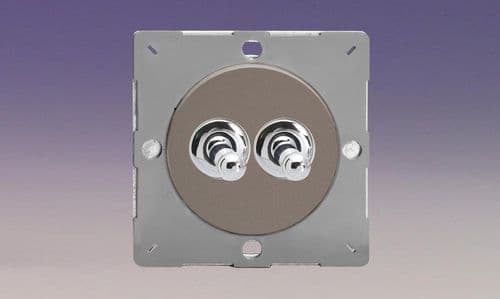 Varilight EGT2R Euro Pewter VariGrid 2 Gang 10A 1 or 2 Way Toggle Light Switch