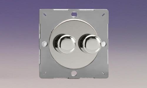 Varilight EGTP2C Euro Polished Chrome VariGrid 2 Gang 2-Way Push-On/Off Dimmer 40-250W V-Dim