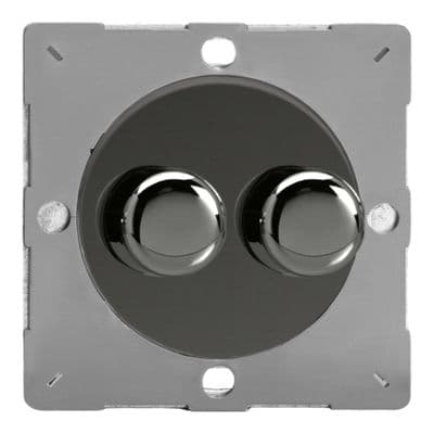 Varilight EGTP2I Euro Iridium Black VariGrid 2 Gang 2-Way Push-On/Off Dimmer 40-250W V-Dim
