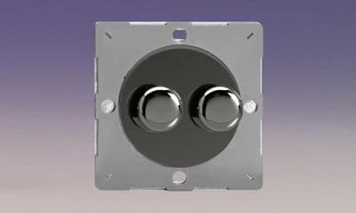 Varilight EGTP2I Euro Iridium Black VariGrid 2 Gang 2-Way Push-On/Off Dimmer 40-250W V-Dim