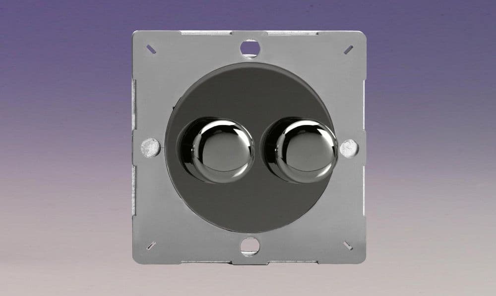 Varilight EGTP2I Euro Iridium Black VariGrid 2 Gang 2-Way Push-On/Off Dimmer 40-250W V-Dim