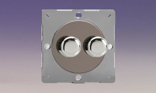 Varilight EGTP2R Euro Pewter VariGrid 2 Gang 2-Way Push-On/Off Dimmer 40-250W V-Dim