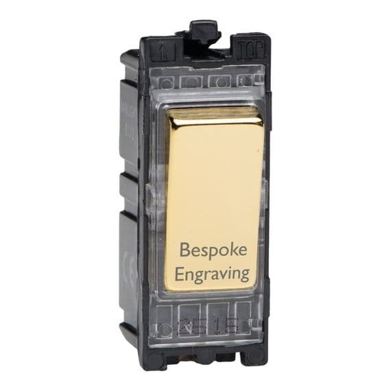Varilight G102SV.E PowerGrid Module Brass 10A 2 Way Switch Bespoke Engraving
