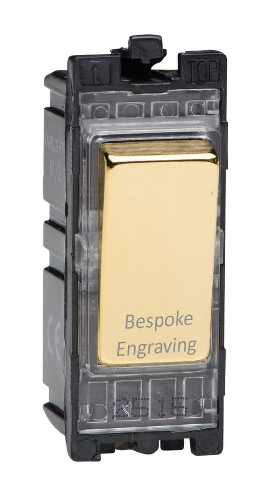 Varilight G102SV.E PowerGrid Module Brass 10A 2 Way Switch Bespoke Engraving