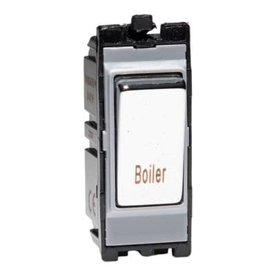 Varilight G201DC.BR Powergrid Module Chrome 20A 1-Way Double Pole Switch 'Boiler'