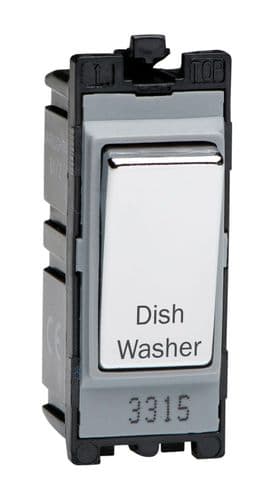 Varilight G201DC.DW Powergrid Module Chrome 20A 1-Way Double Pole Switch 'Dishwasher'