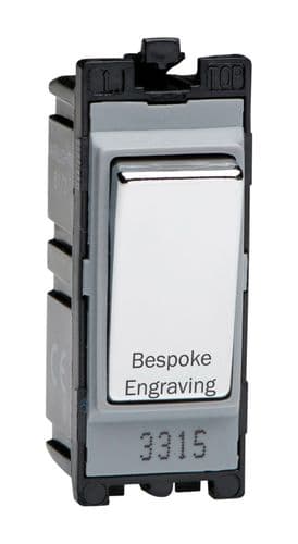 Varilight G201DC.E Powergrid Module Chrome 20A 1-Way Double Pole Switch Bespoke Engraving