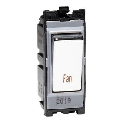 Varilight G201DC.FN Powergrid Module Chrome 20A 1-Way Double Pole Switch 'Fan'