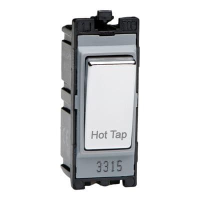 Varilight G201DC.HT Powergrid Module Chrome 20A 1-Way Double Pole Switch 'Hot Tap'